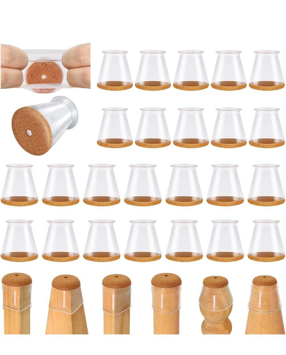 Clear Silicone Chair Leg Floor Protectors Felt Pads